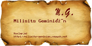 Milisits Geminián névjegykártya